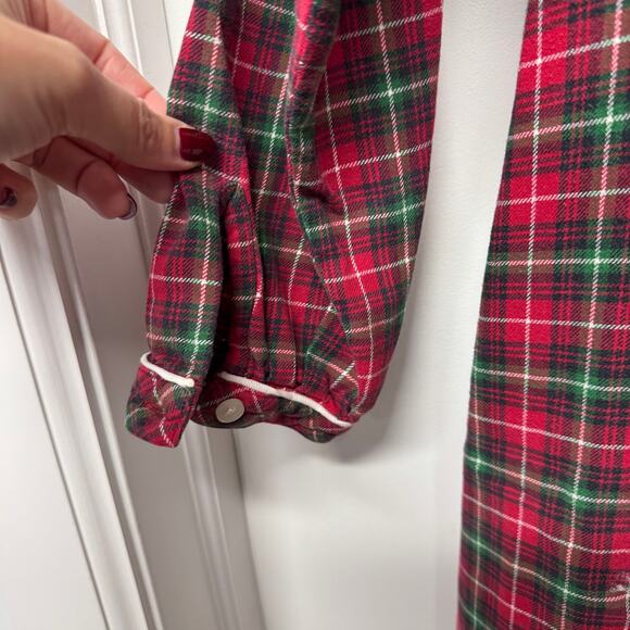 LL Bean Womens Long Flannel Night Dress Gown Red Green White Plaid Size Medium - Picture 6 of 8